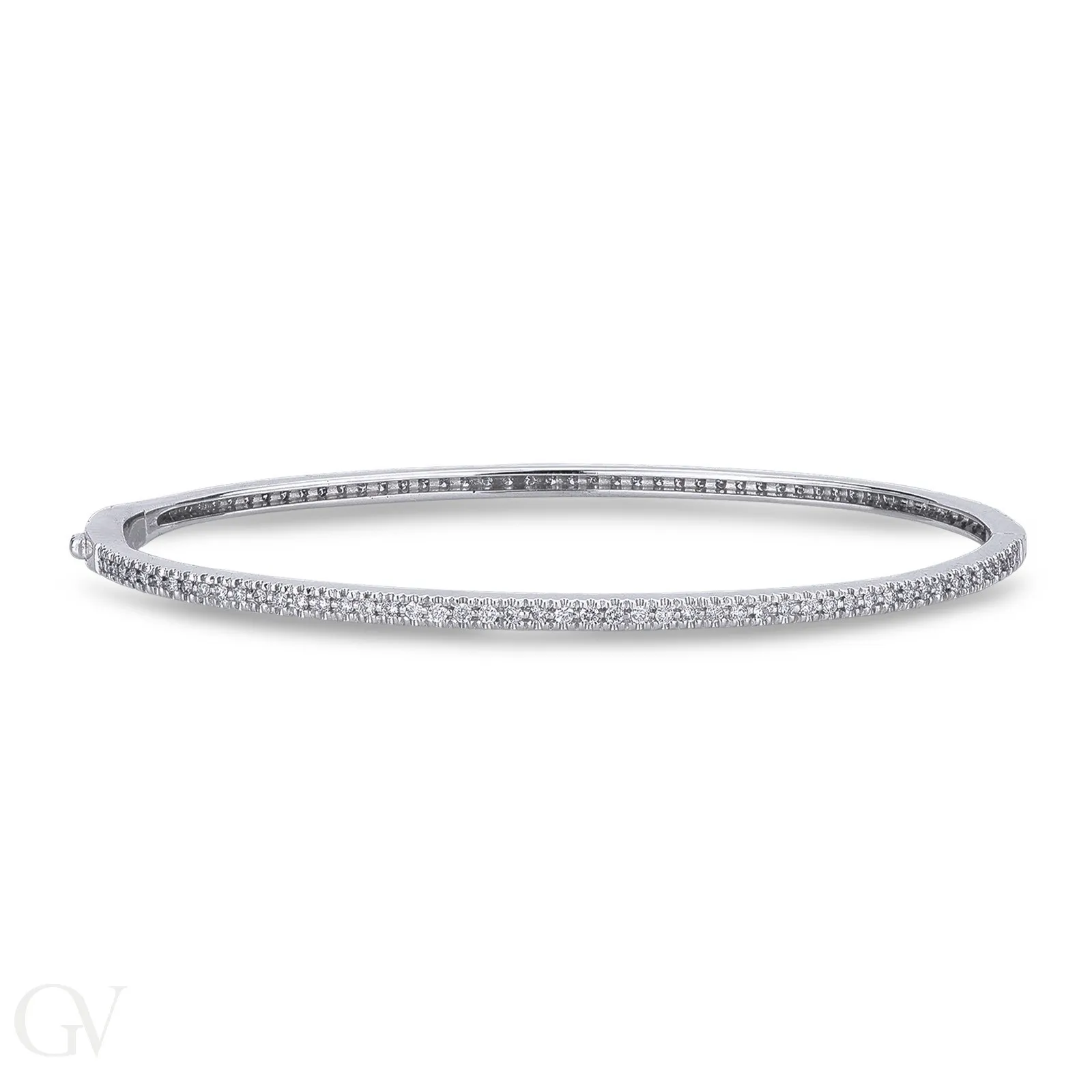 Bracciale rigido in oro bianco 18k con diamanti a giro completo