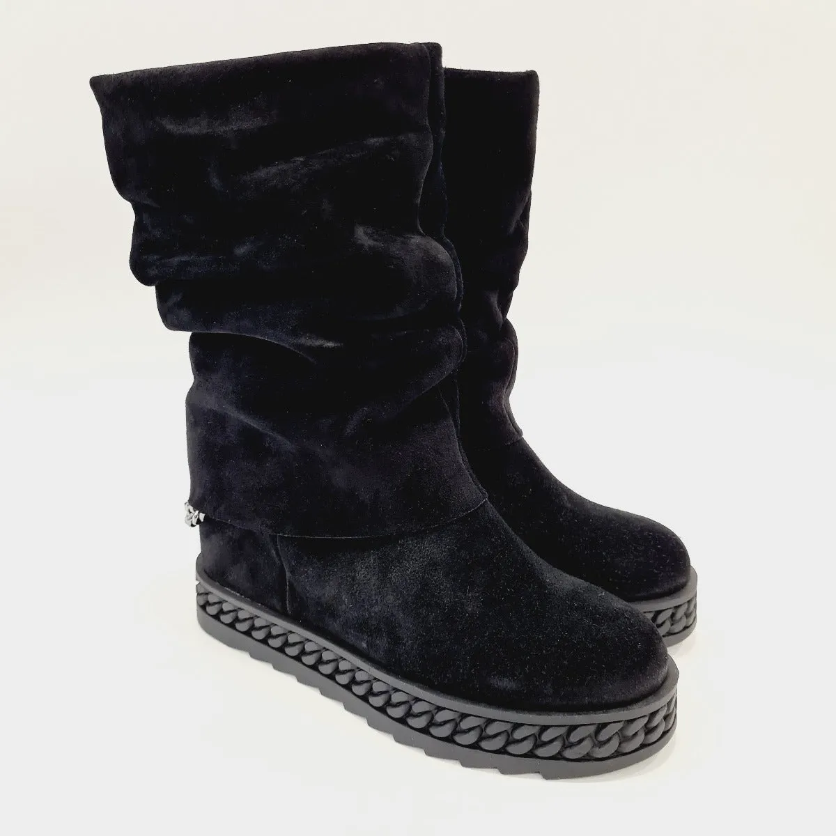 Guess Stivaletto camoscio  Black fondo gomma zeppa interna 10 cm rif. G664
