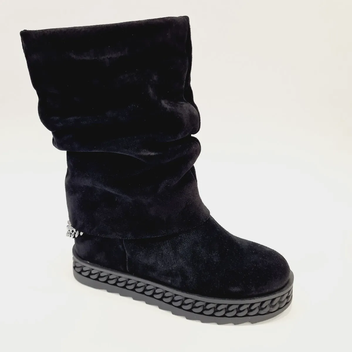 Guess Stivaletto camoscio  Black fondo gomma zeppa interna 10 cm rif. G664