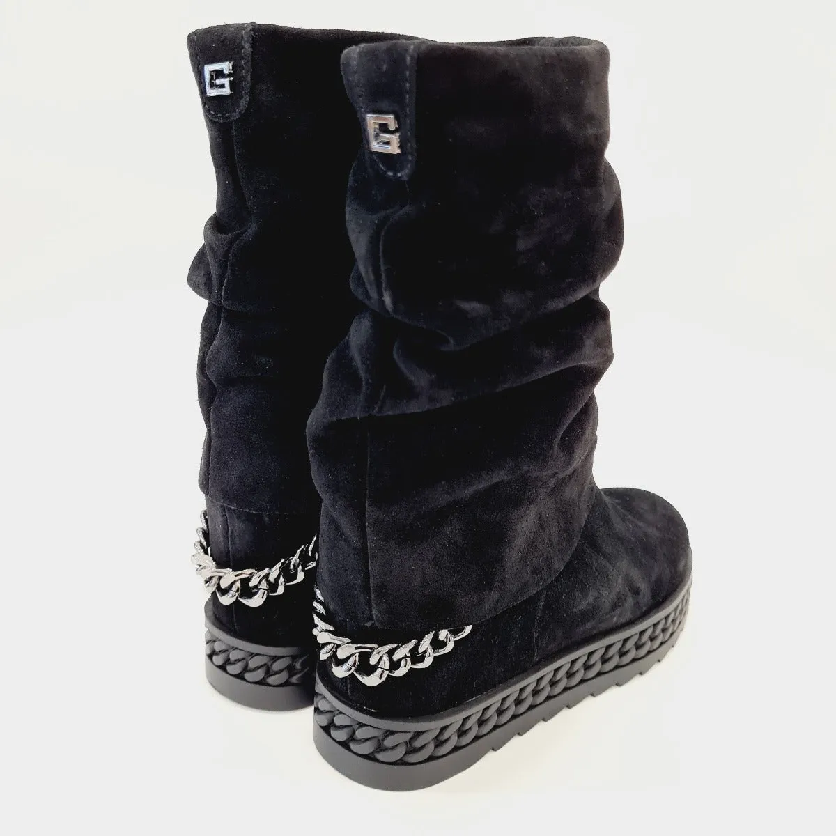 Guess Stivaletto camoscio  Black fondo gomma zeppa interna 10 cm rif. G664